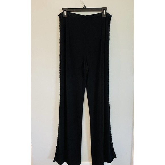 Selene Black High Rise Vintage Dress Pants Sequin Size 10 Zip Side Stripe E6 - Picture 1 of 5